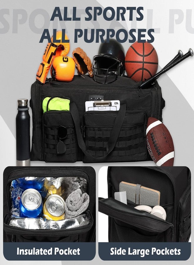 SunForMorning 135L Large Military Tactical Duffle Bag, Travel Weekender Bag for Men Women, Sports Gym Bag with Insulated Pocket & Adjustable Strap, Black - Image 3